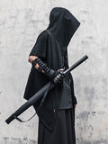 Dark Sleeveless Cloak Robe Hooded Wizard Coat