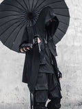 Dark Sleeveless Cloak Robe Hooded Wizard Coat
