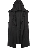 Dark Sleeveless Cloak Robe Hooded Wizard Coat